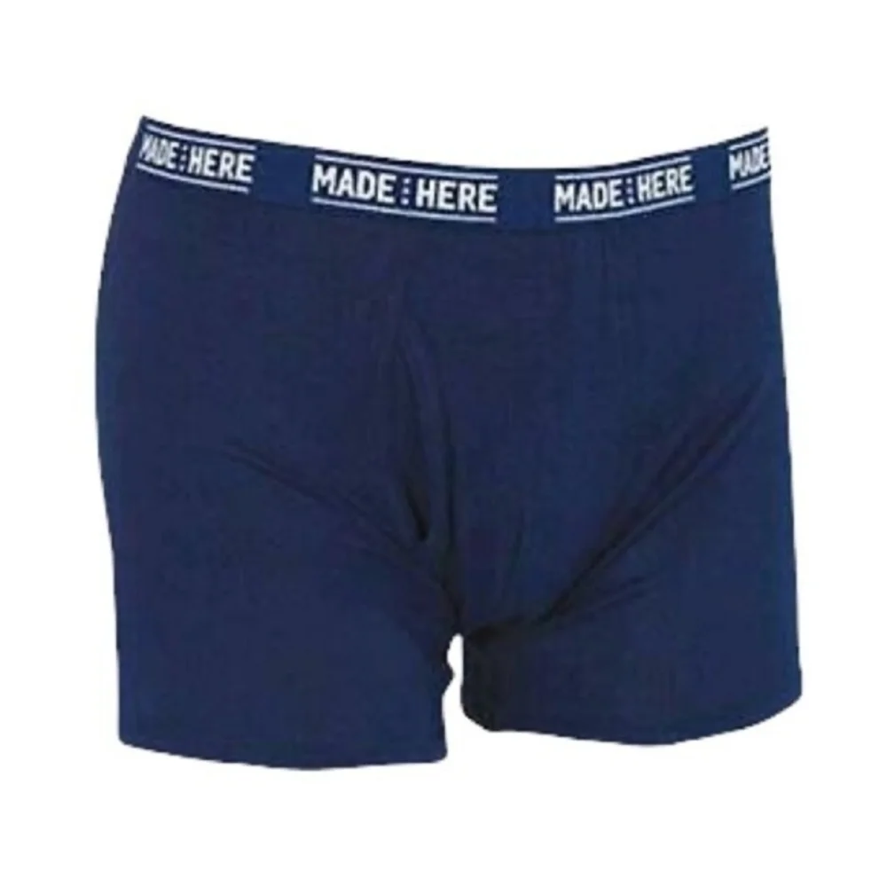 MADE HERE All American Navy White Viscose Rayon Spandex Boxer Brief Mens Sz S